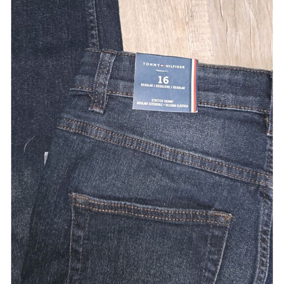 Tommy Hilfiger Jeans Boys Size 16 Stretch Skinny Dark Wash New - Picture 4 of 5